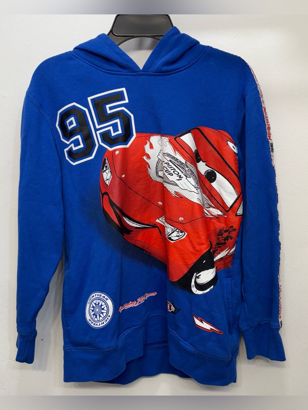 Disney Pixar Cars Blue & Red Lightning McQueen Hoodie Sweatshirt Boys Size 9/10
